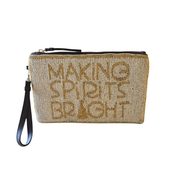 Talbots Handbags - TALBOTS Velvet Shimmering Beaded Zipper Pouch Clutch "Making Spirits Bright"